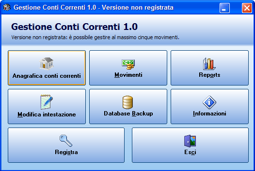 Anagrafica conti correnti